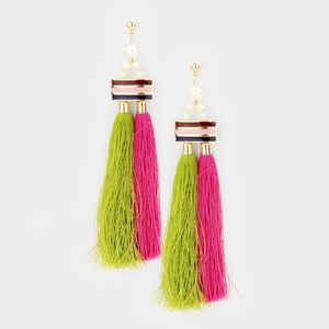 Pearl Double Tassel Earrings